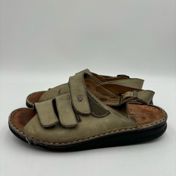 Finn Comfort Women’s 38 Green Leather Made in Germany Sylt Sandals - Picture 1 of 7